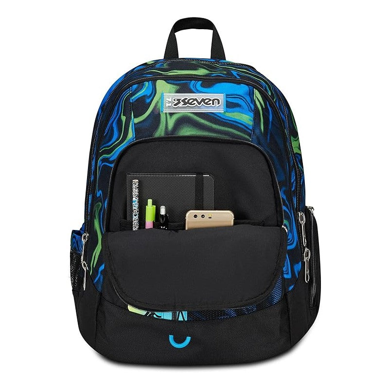 Seven Zaino Scuola Advanced, Multi-shade Boy, Nero Blu