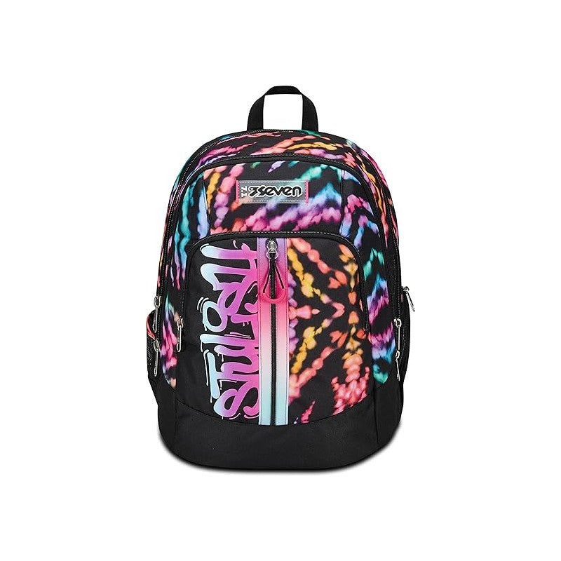 Seven Zaino Scuola Advanced, Multi-shade Girl, Nero Fucsia