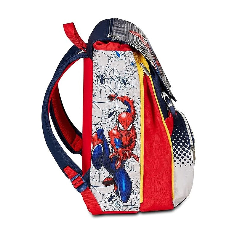 Seven Zaino Scuola Estensibile Spider-man Webbed Wonder, Blu Rosso - Doppio Scomparto Sdoppiabile - Disney Marvel