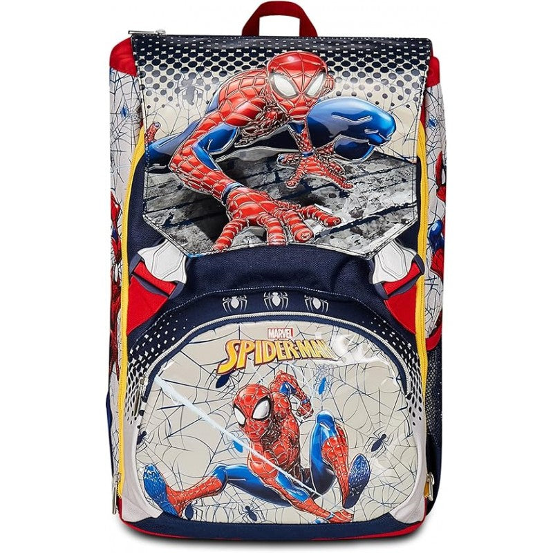 Seven Zaino Scuola Estensibile Spider-man Webbed Wonder, Blu Rosso - Doppio Scomparto Sdoppiabile - Disney Marvel