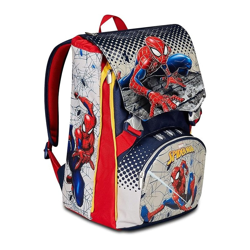 Seven Zaino Scuola Estensibile Spider-man Webbed Wonder, Blu Rosso - Doppio Scomparto Sdoppiabile - Disney Marvel
