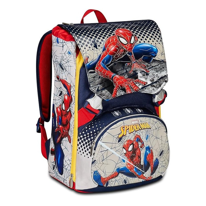 Seven Zaino Scuola Estensibile Spider-man Webbed Wonder, Blu Rosso - Doppio Scomparto Sdoppiabile - Disney Marvel