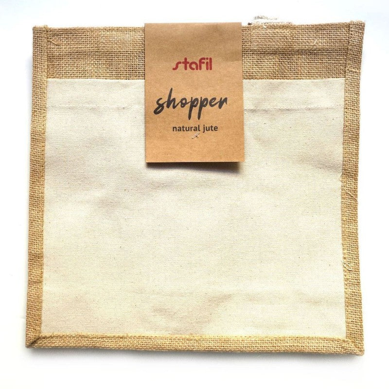 Shopper In Juta Stafil Con Tasca In Cotone - 30x30x12 Cm