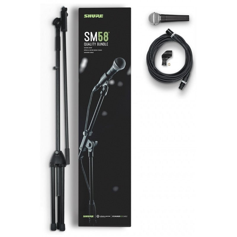 Shure Sm58 Quality Bundle, Kit Con Microfono, Asta, Cavo Xlr