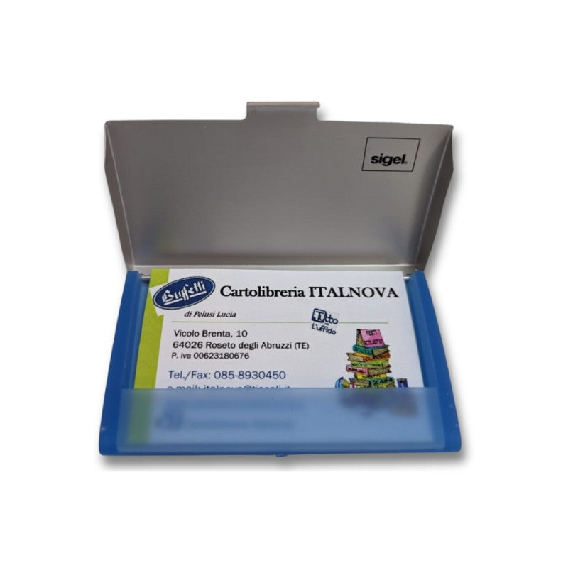 Sigel Vz137 Custodia Per Biglietti Da Visita In Alluminio – Argento / Blu