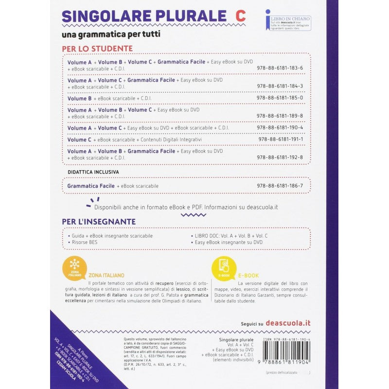 Singolare Plurale (vol. A-c). Per La Scuola Media. Con E-book. Con Espansione Online. Con Dvd-rom