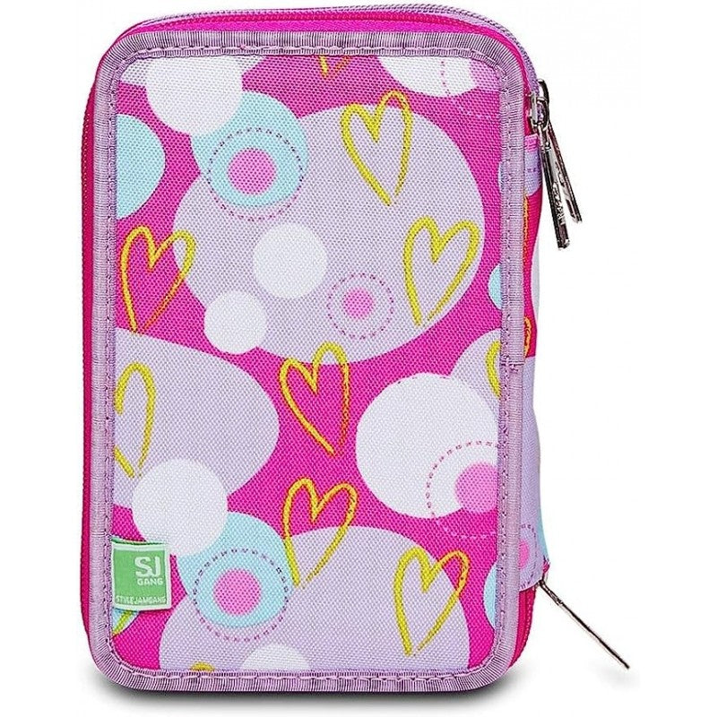 Sj Gang Astuccio Scuola 3 Zip, Heart Lolly, Rosa