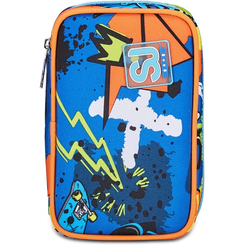 Sj Gang Astuccio Scuola Speed Case, Blu, Portapenne Mono Scomparto Con Plance Amovibili E Penne, Matite, Colori