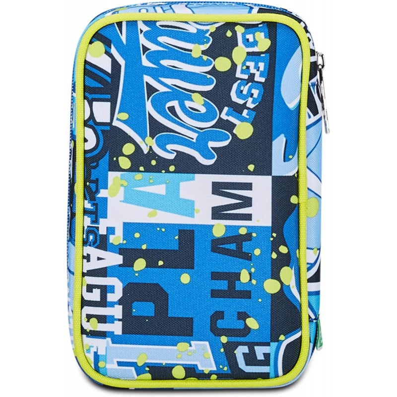Sj Gang Astuccio Scuola Speed Case, Blu, Portapenne Mono Scomparto Con Plance Amovibili E Penne, Matite, Colori