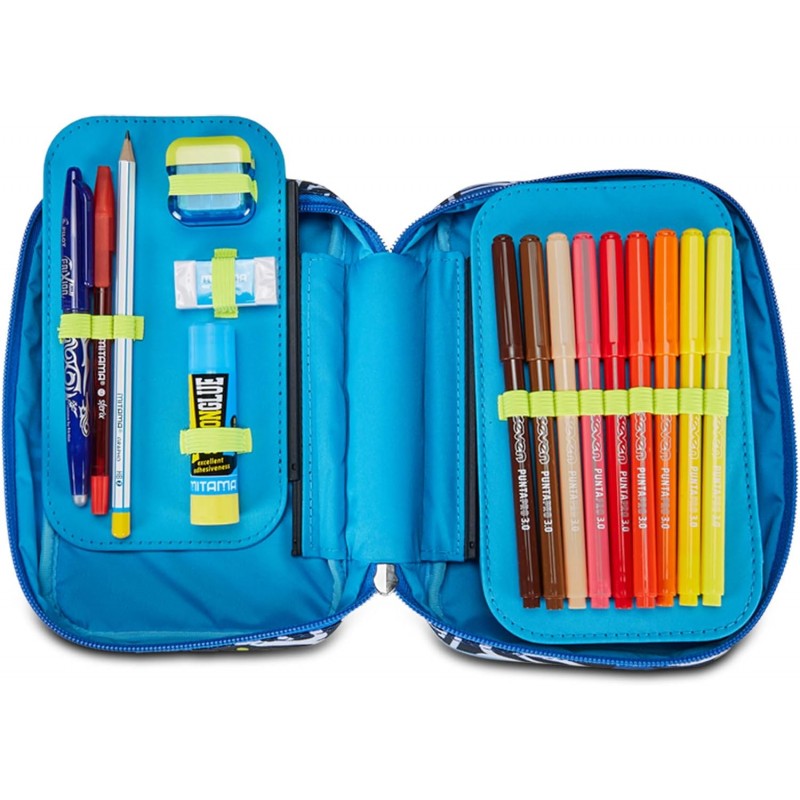 Sj Gang Astuccio Scuola Speed Case, Blu, Portapenne Mono Scomparto Con Plance Amovibili E Penne, Matite, Colori