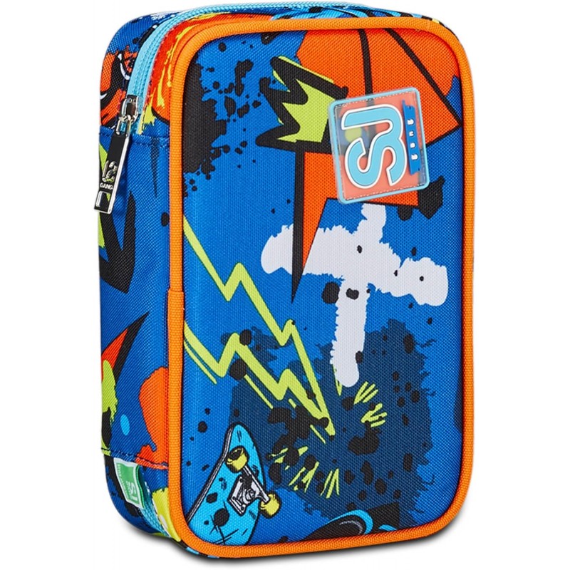 Sj Gang Astuccio Scuola Speed Case, Blu, Portapenne Mono Scomparto Con Plance Amovibili E Penne, Matite, Colori