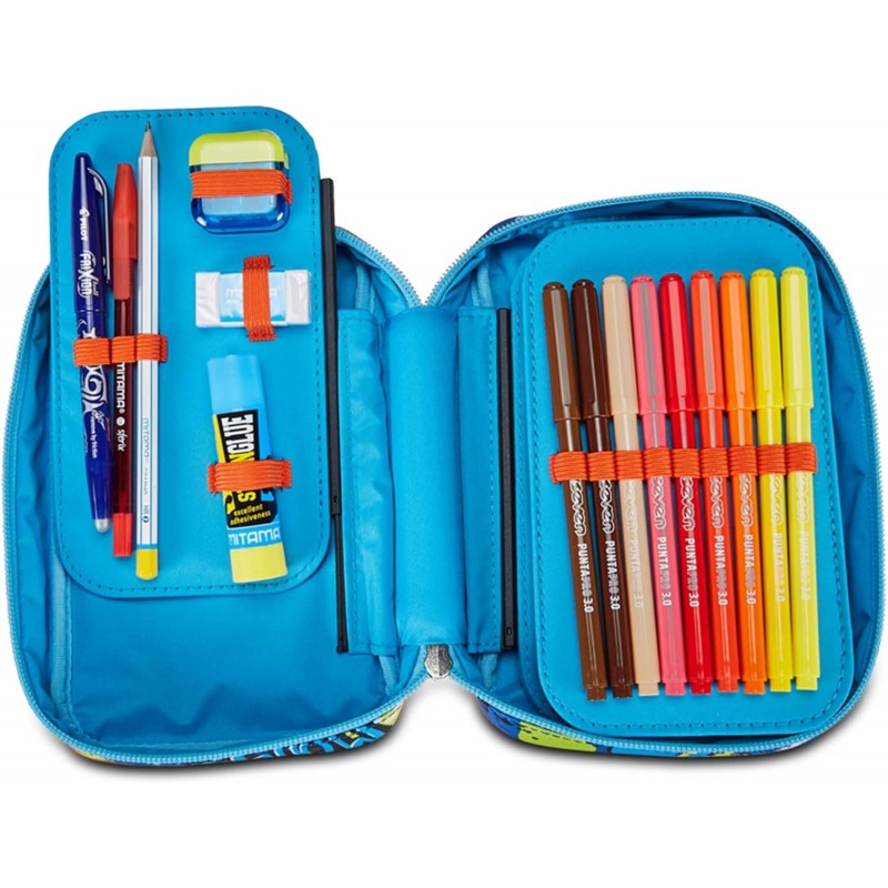 Sj Gang Astuccio Scuola Speed Case, Blu, Portapenne Mono Scomparto Con Plance Amovibili E Penne, Matite, Colori