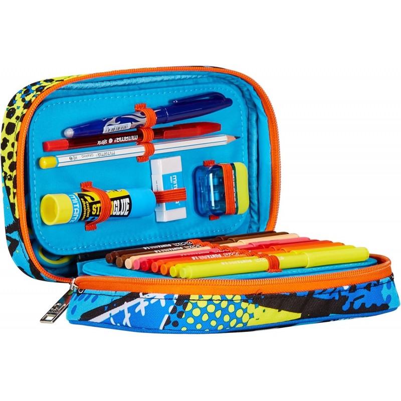 Sj Gang Astuccio Scuola Speed Case, Blu, Sphere Full Boy, Portapenne Mono Scomparto Con Plance Amovibili E Penne, Matite, Colori