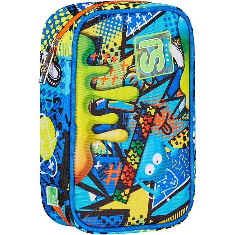 Sj Gang Astuccio Scuola Speed Case, Blu, Sphere Full Boy, Portapenne Mono Scomparto Con Plance Amovibili E Penne, Matite, Colori