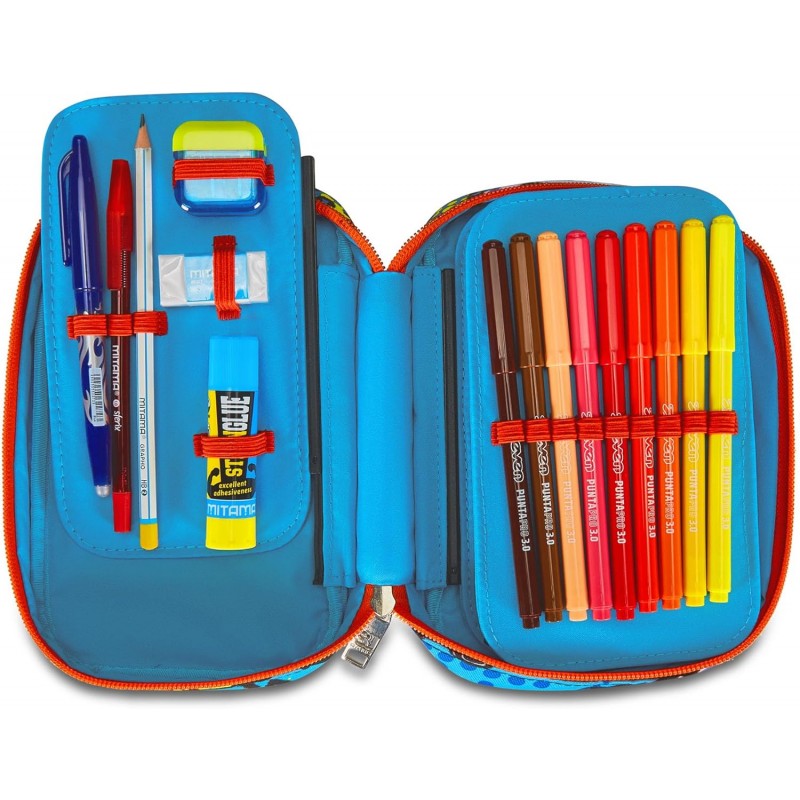 Sj Gang Astuccio Scuola Speed Case, Blu, Sphere Full Boy, Portapenne Mono Scomparto Con Plance Amovibili E Penne, Matite, Colori