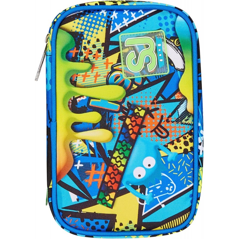 Sj Gang Astuccio Scuola Speed Case, Blu, Sphere Full Boy, Portapenne Mono Scomparto Con Plance Amovibili E Penne, Matite, Colori
