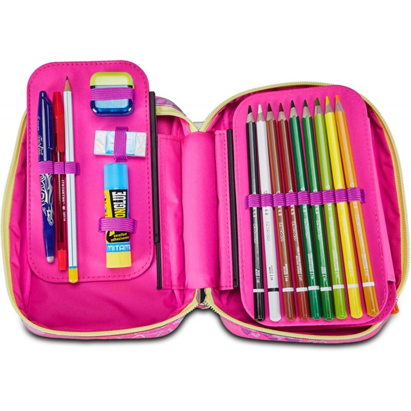 Sj Gang Astuccio Scuola Speed Case, Rosa, Portapenne Mono Scomparto Con Plance Amovibili E Penne, Matite, Colori
