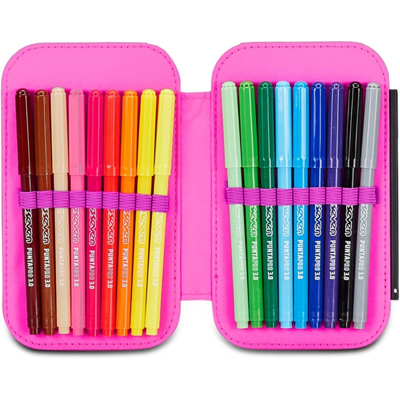 Sj Gang Astuccio Scuola Speed Case, Rosa, Portapenne Mono Scomparto Con Plance Amovibili E Penne, Matite, Colori