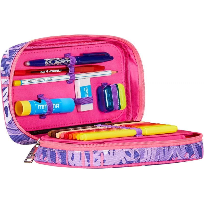 Sj Gang Astuccio Scuola Speed Case, Rosa, Portapenne Mono Scomparto Con Plance Amovibili E Penne, Matite, Colori