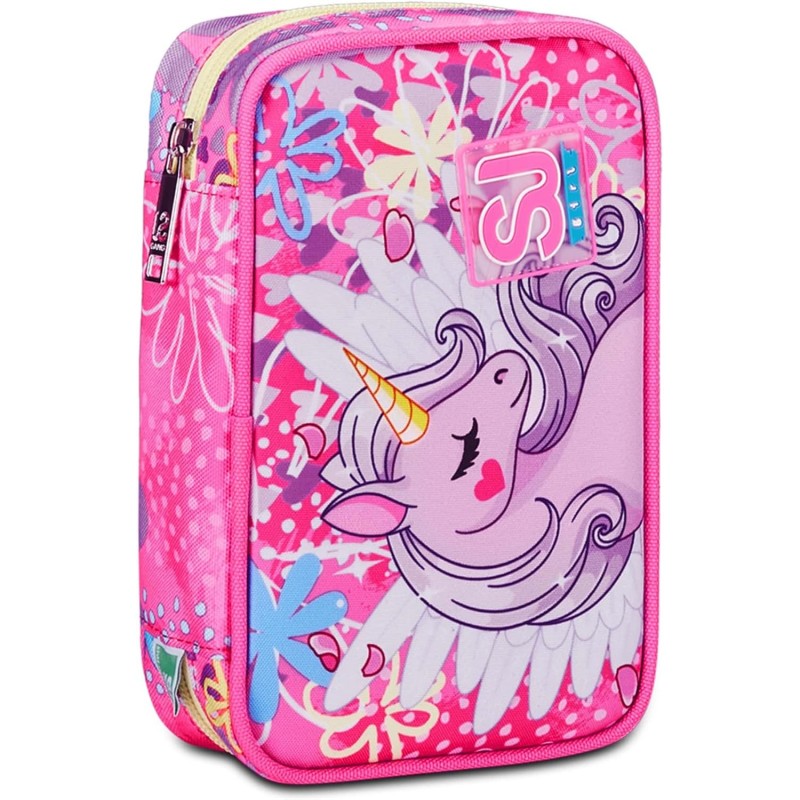 Sj Gang Astuccio Scuola Speed Case, Rosa, Portapenne Mono Scomparto Con Plance Amovibili E Penne, Matite, Colori