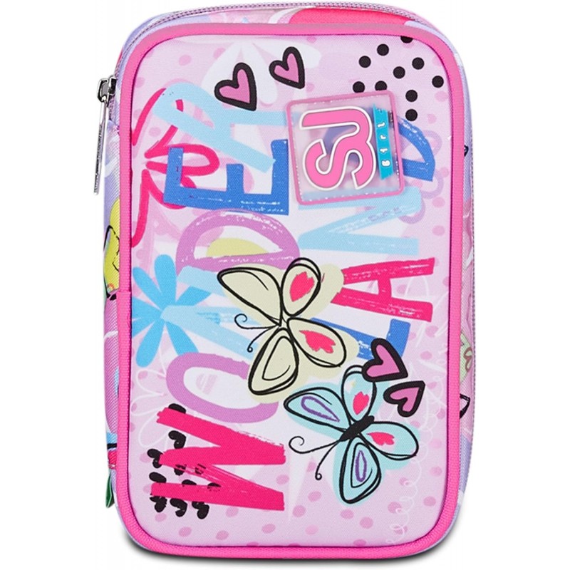 Sj Gang Astuccio Scuola Speed Case, Rosa, Portapenne Mono Scomparto Con Plance Amovibili E Penne, Matite, Colori,