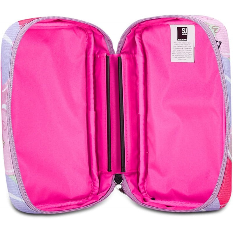 Sj Gang Astuccio Scuola Speed Case, Rosa, Portapenne Mono Scomparto Con Plance Amovibili E Penne, Matite, Colori,