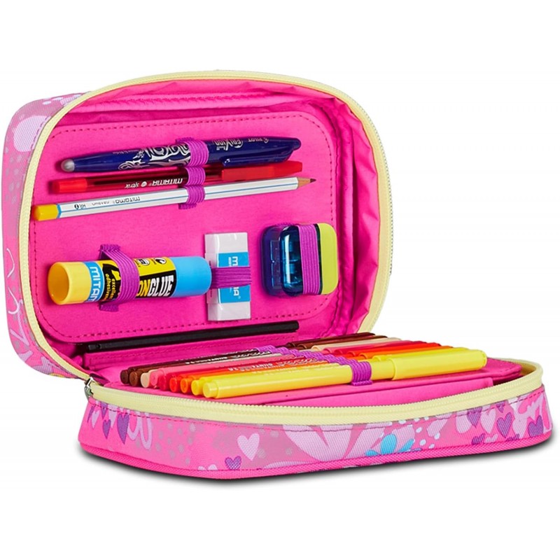 Sj Gang Astuccio Scuola Speed Case, Rosa, Portapenne Mono Scomparto Con Plance Amovibili E Penne, Matite, Colori