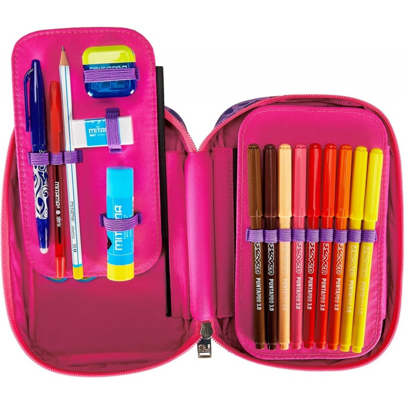 Sj Gang Astuccio Scuola Speed Case, Rosa, Portapenne Mono Scomparto Con Plance Amovibili E Penne, Matite, Colori
