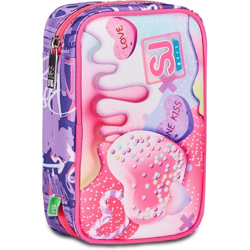 Sj Gang Astuccio Scuola Speed Case, Rosa, Portapenne Mono Scomparto Con Plance Amovibili E Penne, Matite, Colori
