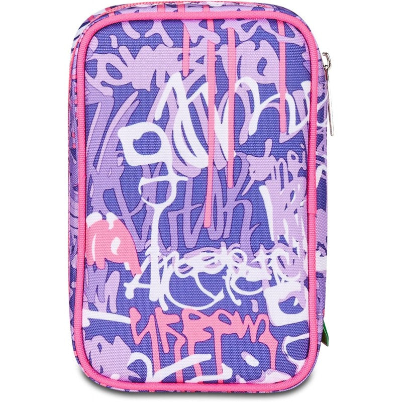 Sj Gang Astuccio Scuola Speed Case, Rosa, Portapenne Mono Scomparto Con Plance Amovibili E Penne, Matite, Colori