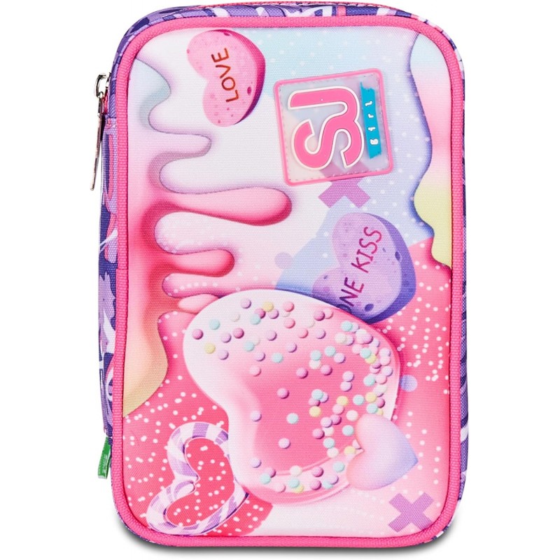 Sj Gang Astuccio Scuola Speed Case, Rosa, Portapenne Mono Scomparto Con Plance Amovibili E Penne, Matite, Colori