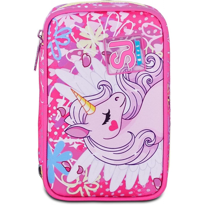 Sj Gang Astuccio Scuola Speed Case, Rosa, Portapenne Mono Scomparto Con Plance Amovibili E Penne, Matite, Colori
