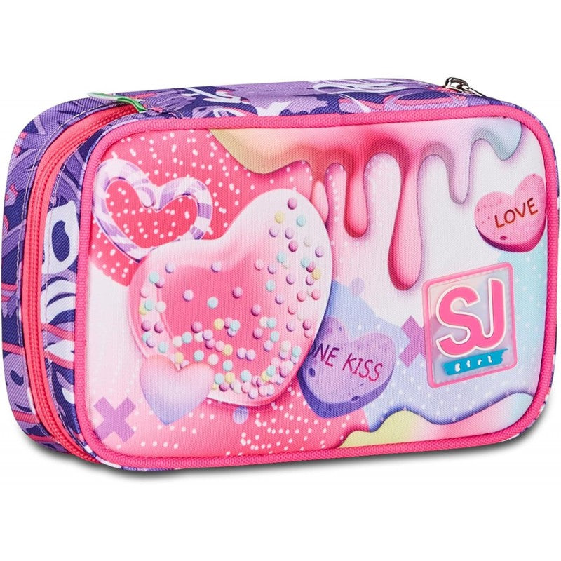 Sj Gang Astuccio Scuola Speed Case, Rosa, Portapenne Mono Scomparto Con Plance Amovibili E Penne, Matite, Colori