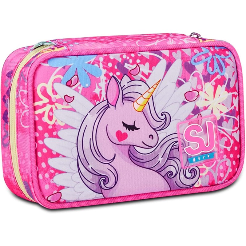 Sj Gang Astuccio Scuola Speed Case, Rosa, Portapenne Mono Scomparto Con Plance Amovibili E Penne, Matite, Colori