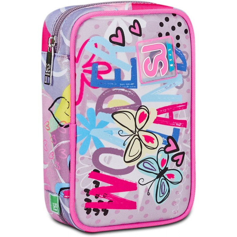 Sj Gang Astuccio Scuola Speed Case, Rosa, Portapenne Mono Scomparto Con Plance Amovibili E Penne, Matite, Colori,