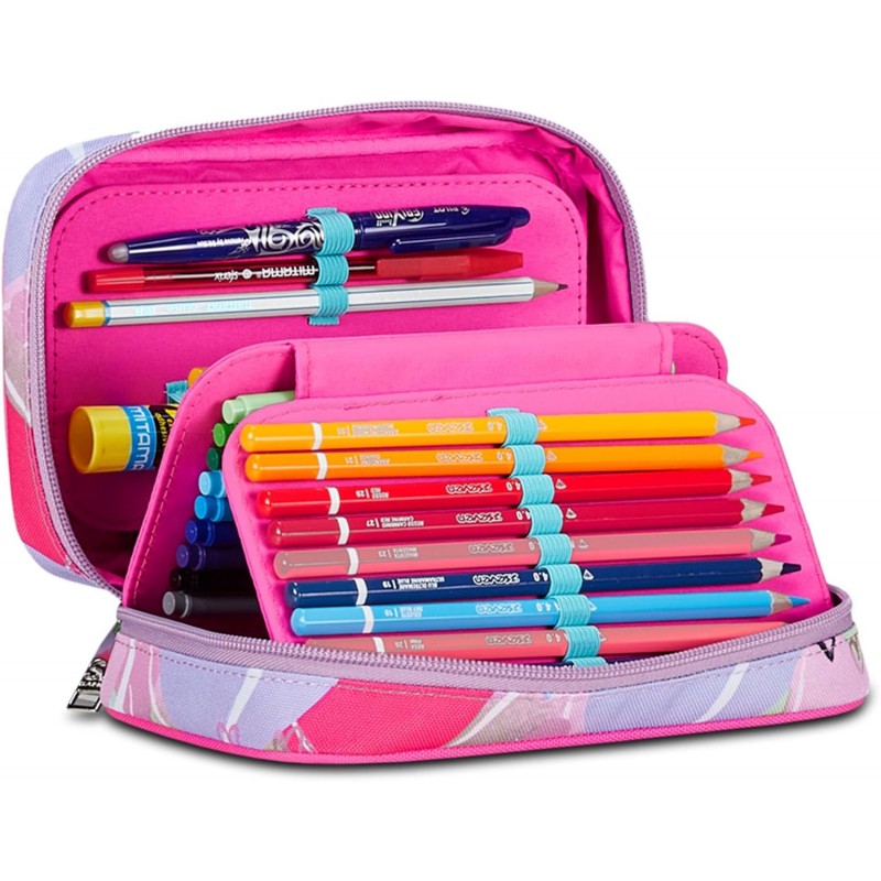 Sj Gang Astuccio Scuola Speed Case, Rosa, Portapenne Mono Scomparto Con Plance Amovibili E Penne, Matite, Colori,