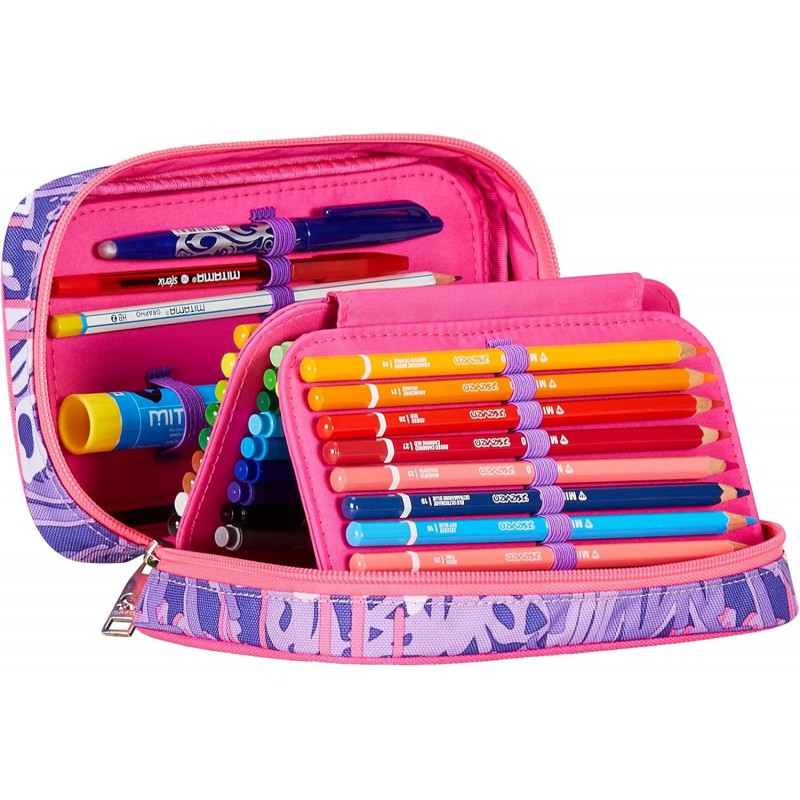 Sj Gang Astuccio Scuola Speed Case, Rosa, Portapenne Mono Scomparto Con Plance Amovibili E Penne, Matite, Colori