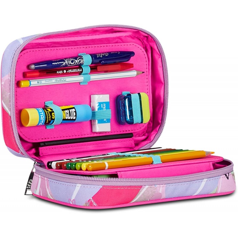 Sj Gang Astuccio Scuola Speed Case, Rosa, Portapenne Mono Scomparto Con Plance Amovibili E Penne, Matite, Colori,
