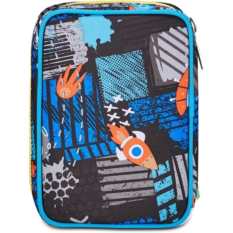 Sj Gang Astuccio Scuola Speed Pad, Blu, Portapenne Mono Scomparto Con Plance Amovibili E Penne, Matite, Colori