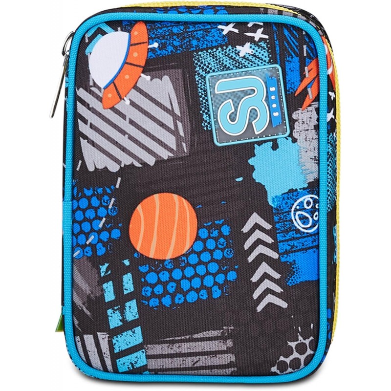 Sj Gang Astuccio Scuola Speed Pad, Blu, Portapenne Mono Scomparto Con Plance Amovibili E Penne, Matite, Colori