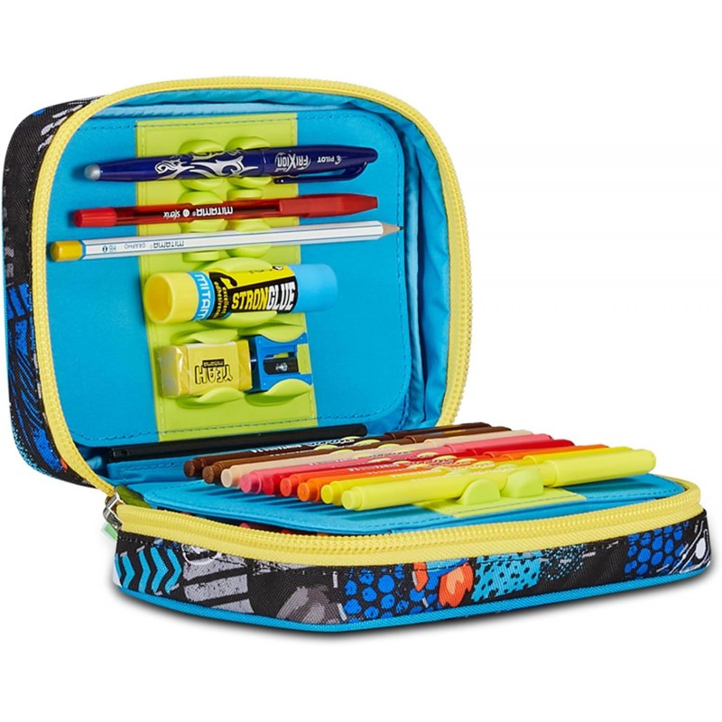 Sj Gang Astuccio Scuola Speed Pad, Blu, Portapenne Mono Scomparto Con Plance Amovibili E Penne, Matite, Colori