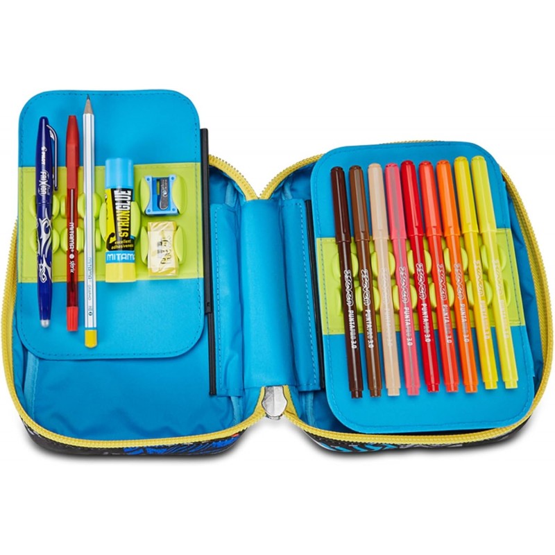 Sj Gang Astuccio Scuola Speed Pad, Blu, Portapenne Mono Scomparto Con Plance Amovibili E Penne, Matite, Colori