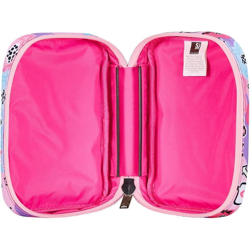 Sj Gang Astuccio Scuola Speed Pad, Rosa, Pinkhugs, Portapenne Mono Scomparto Con Plance Amovibili E Penne, Matite, Colori