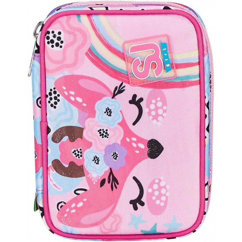 Sj Gang Astuccio Scuola Speed Pad, Rosa, Pinkhugs, Portapenne Mono Scomparto Con Plance Amovibili E Penne, Matite, Colori