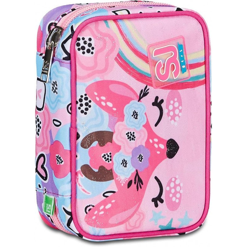 Sj Gang Astuccio Scuola Speed Pad, Rosa, Pinkhugs, Portapenne Mono Scomparto Con Plance Amovibili E Penne, Matite, Colori