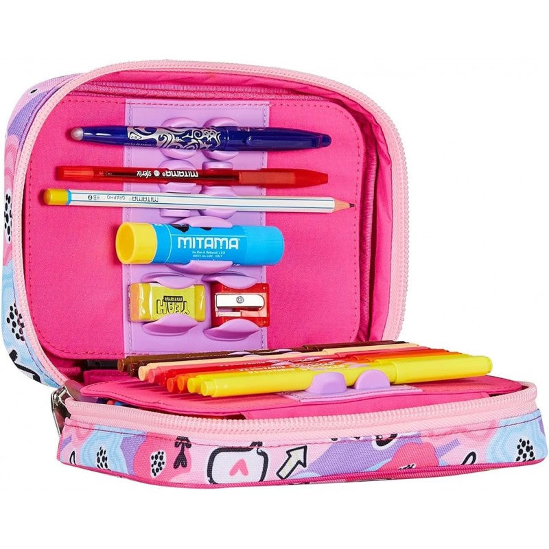Sj Gang Astuccio Scuola Speed Pad, Rosa, Pinkhugs, Portapenne Mono Scomparto Con Plance Amovibili E Penne, Matite, Colori