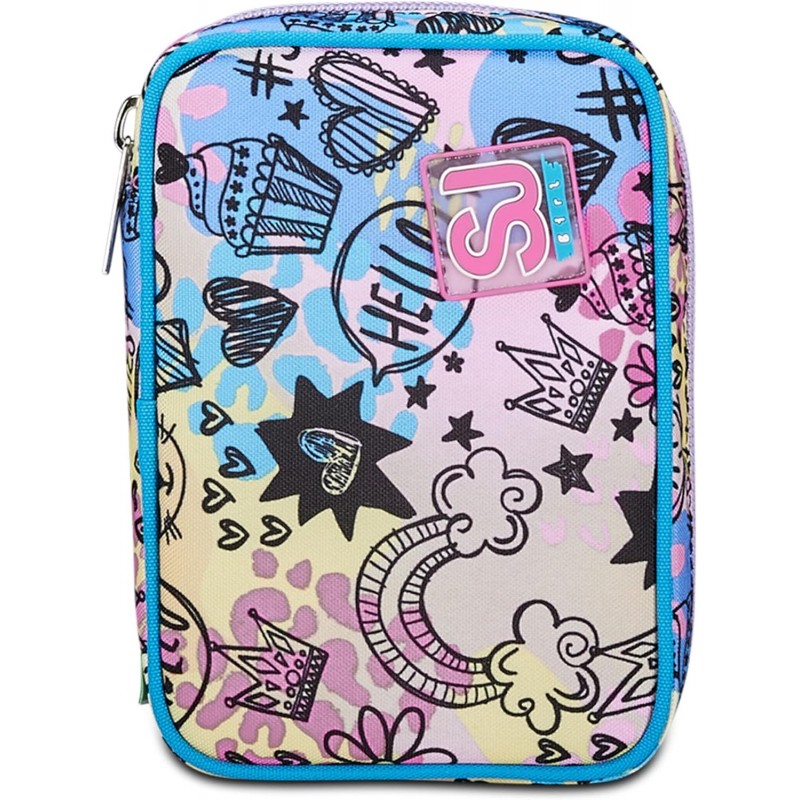 Sj Gang Astuccio Scuola Speed Pad, Rosa, Portapenne Mono Scomparto Con Plance Amovibili E Penne, Matite, Colori