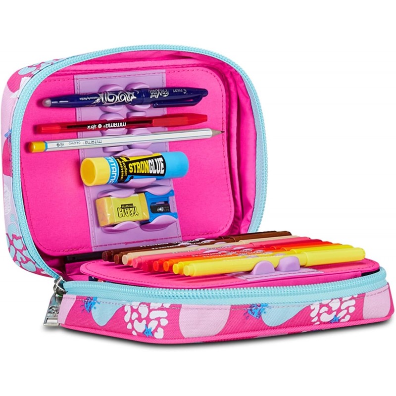 Sj Gang Astuccio Scuola Speed Pad, Rosa, Portapenne Mono Scomparto Con Plance Amovibili E Penne, Matite, Colori