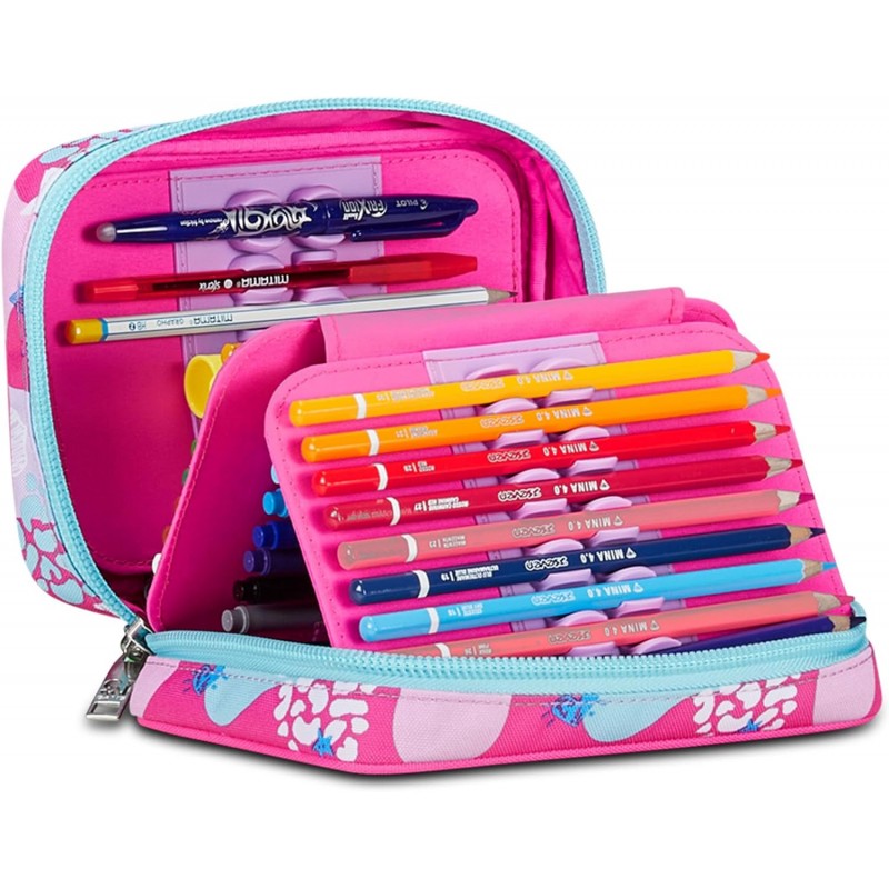 Sj Gang Astuccio Scuola Speed Pad, Rosa, Portapenne Mono Scomparto Con Plance Amovibili E Penne, Matite, Colori