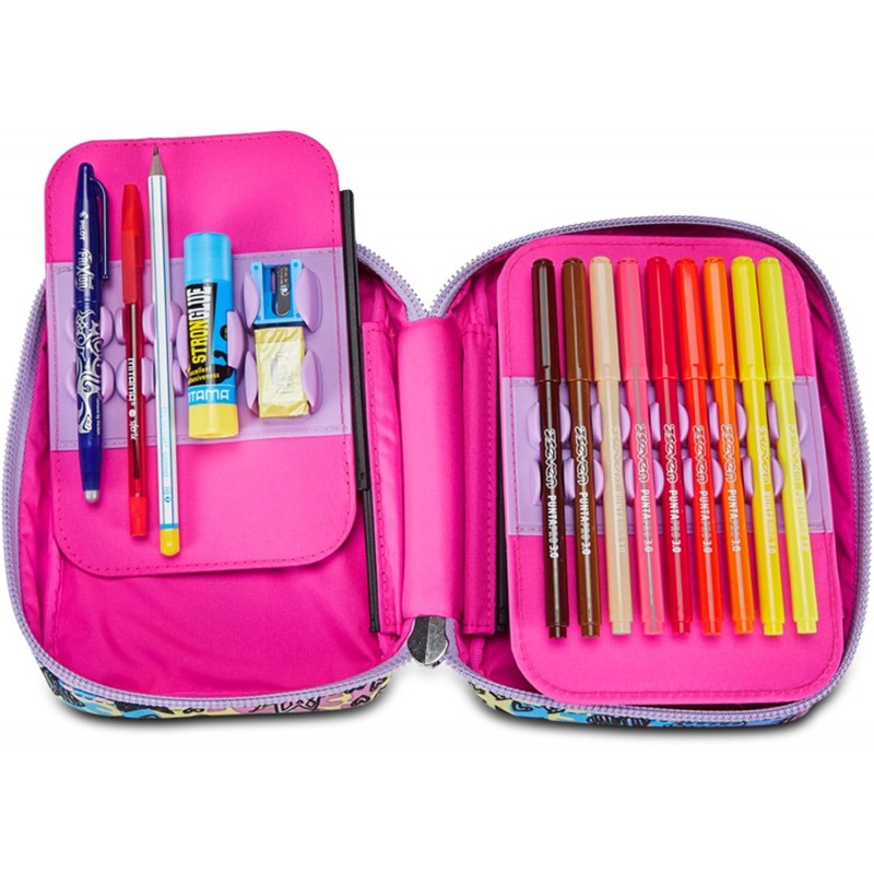 Sj Gang Astuccio Scuola Speed Pad, Rosa, Portapenne Mono Scomparto Con Plance Amovibili E Penne, Matite, Colori